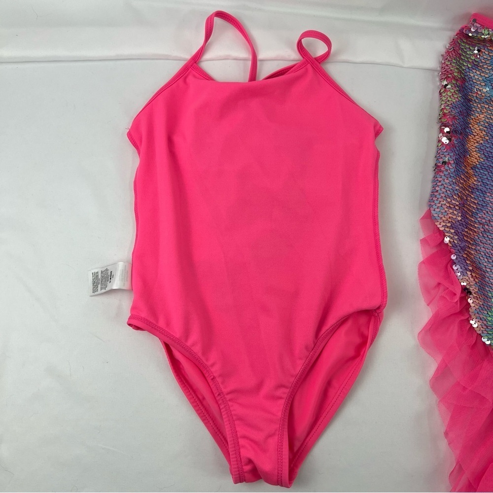 Wonder Nation - Girl's Swim Suit with Mermaid Tail - Pink -Sequins - 6/6x -Small - Picture 10 of 13